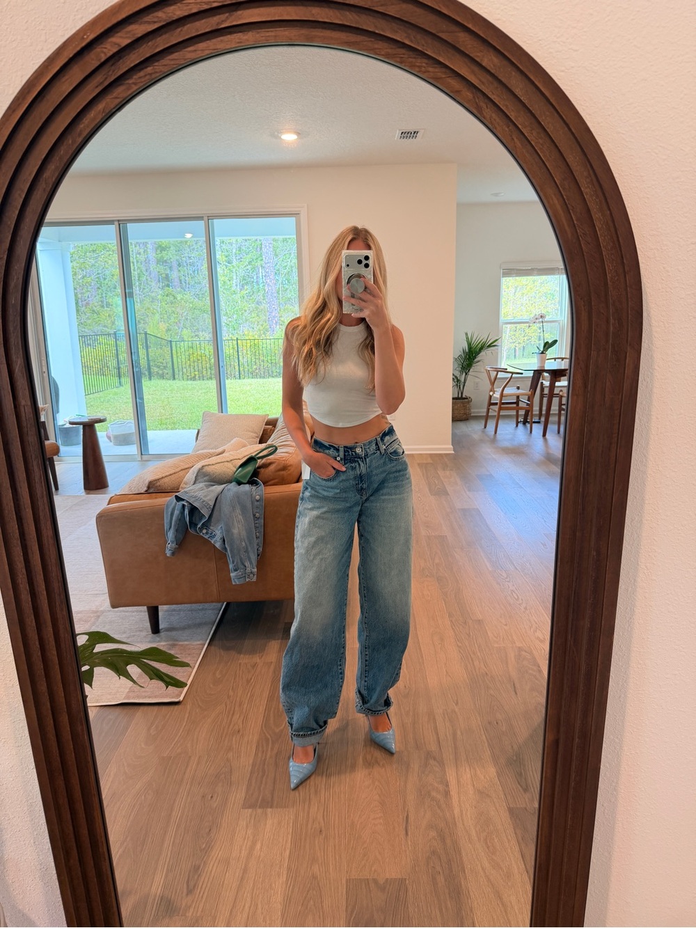 SLVRLAKE High-Rise Wide Leg Jeans in Blue Wash